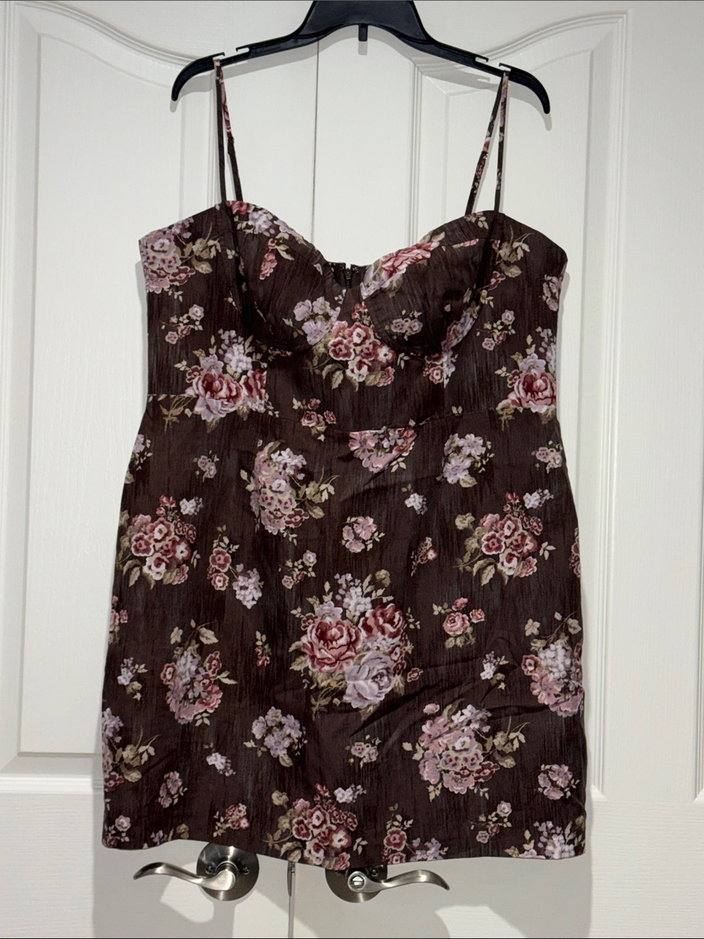 Brock Collection x H&M Brown Floral Corset Mini Dress Linen Blend XL